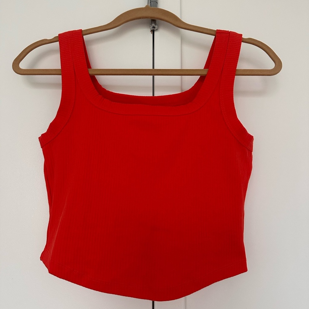 Madewell Red Fitted Crop Tank Top
